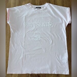 Balmain Paris Light Pink White Logo Tee XS
